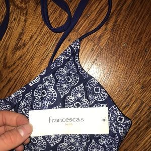 Francesca’s navy tie bathing suit bikini top